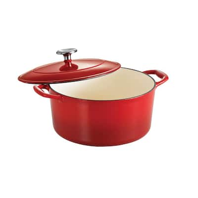 Lodge 7 qt. Red Enameled Cast Iron Dutch Oven EC7OD43 - The Home Depot