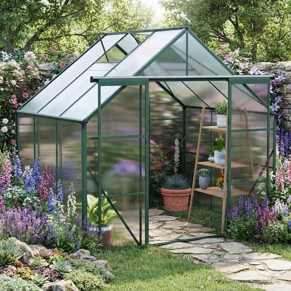 95 in. W x 74 in. D x 90 in. H Green Polycarbonate Aluminum