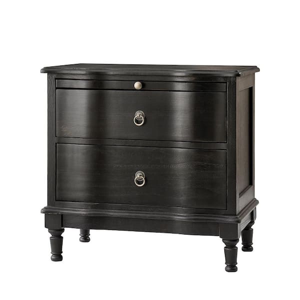 JAYDEN CREATION Di Charcoal 2-Drawer 26 in. W Nightstand with