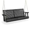 VINGLI 4 ft. Black Wood Patio Porch Swing with Adjustable Chains, Support 880 lbs., Durable PU Coating HD-G57000271
