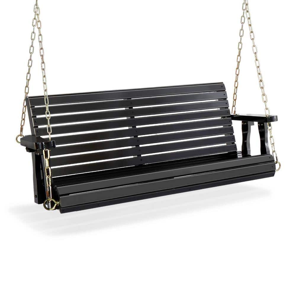 4 ft. Black Wood Patio Porch Swing with Adjustable Chains, Support 880 lbs., Durable PU Coating price history on PriceWatchPro
