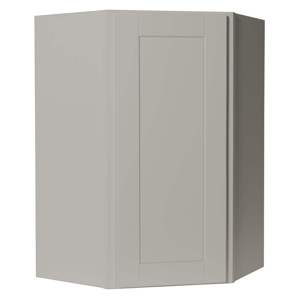 Hampton Bay Shaker Assembled 24x36x12 in. Diagonal Corner Wall Kitchen Cabinet in Dove Gray