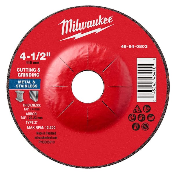 Milwaukee 4-1/2 in. x 1/8 in. x 7/8 in. Dual Metal Cut & Grind