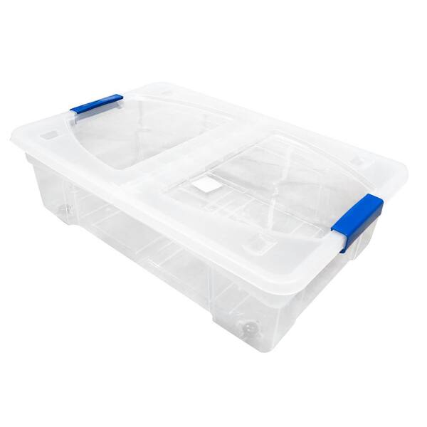 Large stackable and nesting storage bin with lid, 28L