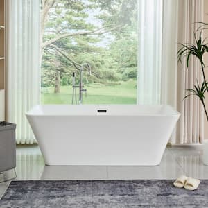 Nantes 67 in. x 30 in. Acrylic Freestanding Soaking Bathtub with Center Drain in White/Oil Rubbed Bronze