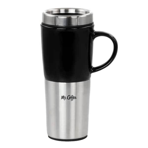 Mr. Coffee 16 oz. Black Stainless Steel and Stoneware Travel Mug 985116138M  - The Home Depot