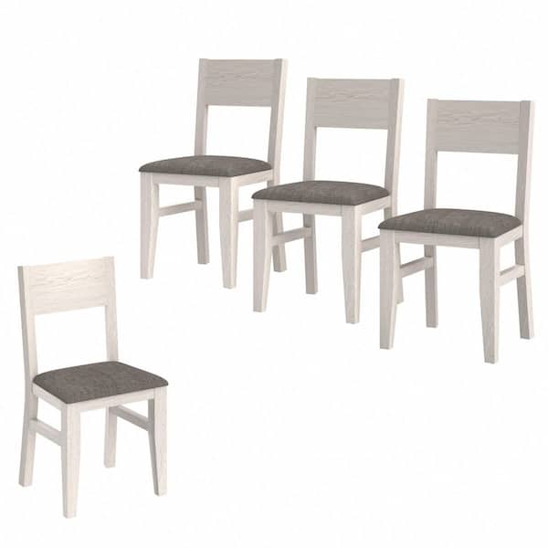 5-Piece Dining Table Set-Square Table with Storage and 4 Upholstered Chairs for Small Spaces Gray Kitchen Table Set
