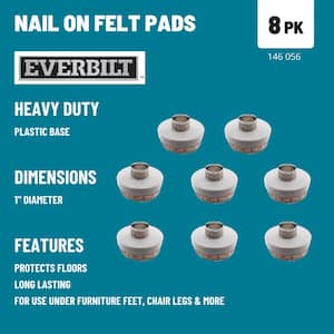 1 in. Beige Round Felt Nail-On Furniture Glides for Floor Protection (8-Pack)