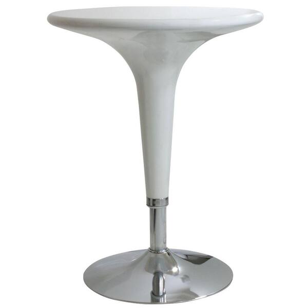 AmeriHome Glossy 36 in. White Adjustable Height Bar Table