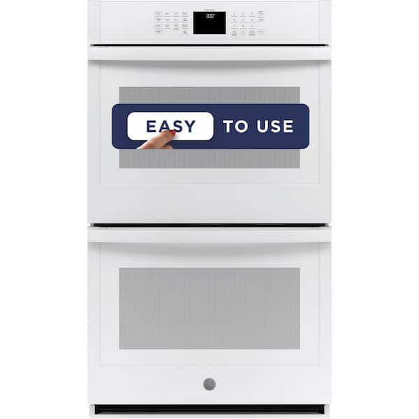GE 30 in. Smart Double Electric Wall Oven with Self Clean in White