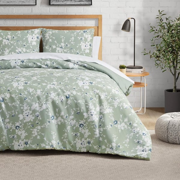 Unbranded Fianna Floral 3-Piece Sage Polyester King Comforter Set
