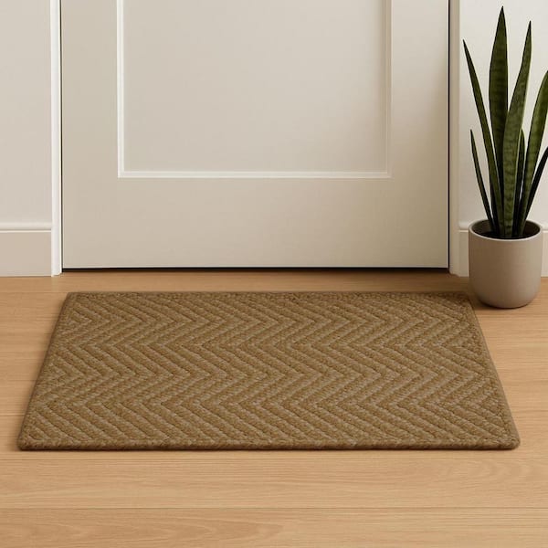 2 ft. x 3 ft. Beige And Brown Jute Chevron Hand Woven Area Rug
