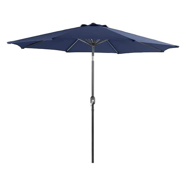 PHI VILLA 10 ft. Market Patio Umbrella in Blue With Crank and Tilt THD ...