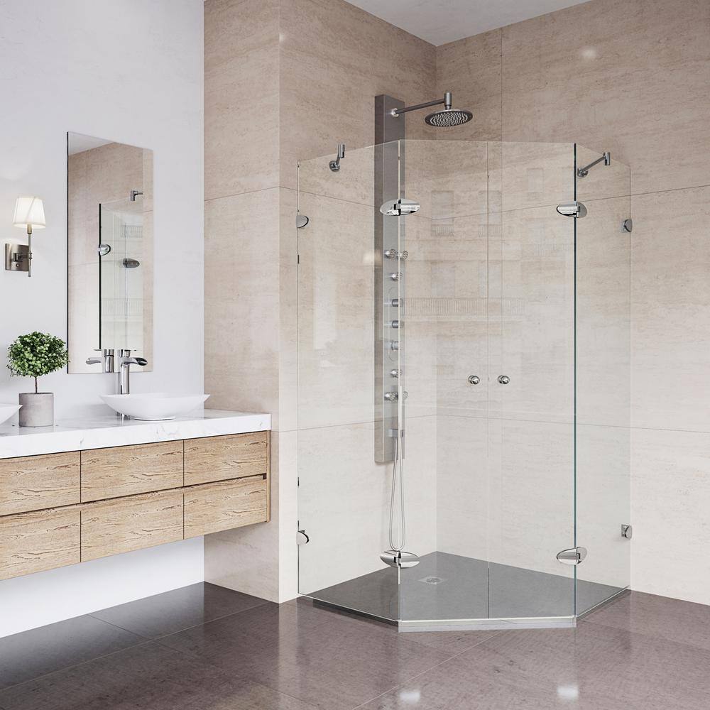 Gemini 47" Frameless Neo-Angle Shower Enclosure with Clear Glass