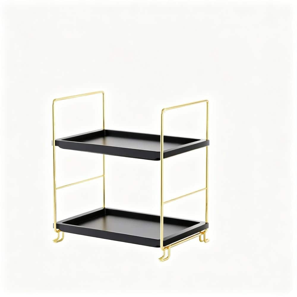 9.9 in. W x 11 in H x 6.7 in. D Plastic in Black Over The Toilet Storage 2-Tier Bathroom Counter Organizer price history on PriceWatchPro