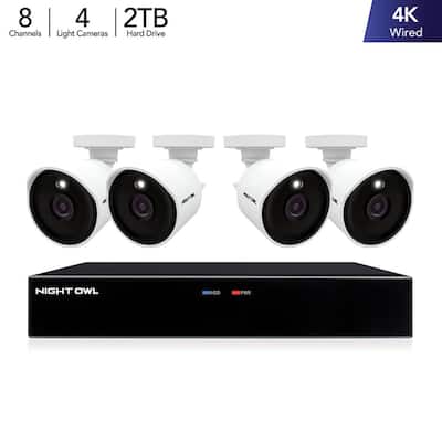 8-Channel 4K 2TB DVR Security Camera System with 4 Spotlight Wired Cameras