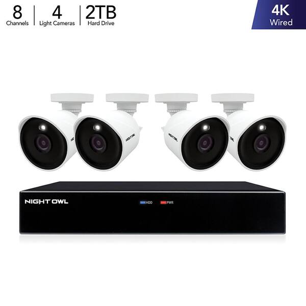 Night Owl 8-Channel 4K 2TB DVR Security Camera System with 4 Spotlight Wired Cameras