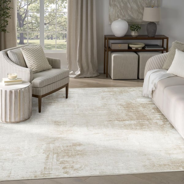 Dekor Ivory Beige 8 ft. x 10 ft. Abstract Contemporary Area Rug