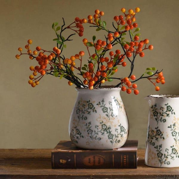 6 in. White Ceramic Round Vintage Flower Vase HDFJWXF2NZ - The