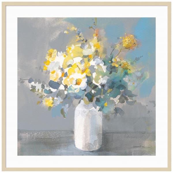 Amanti Art "Touch of Spring I White Vase" by Danhui Nai 1-Piece Wood Framed Giclee Home Art Print 41 in. x 41 in.