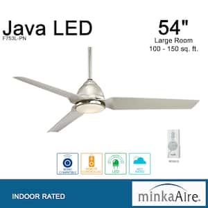 Java 54 in. Integrated LED Indoor Polished Nickel Ceiling Fan with Light and Remote Control