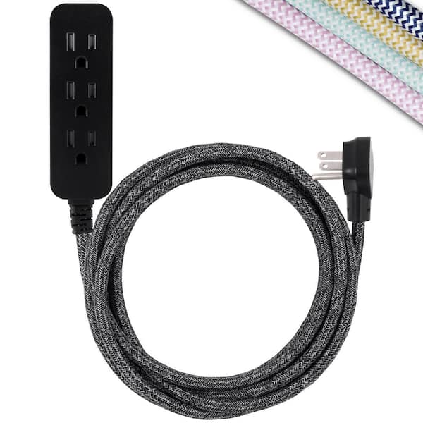 Cordinate 3-Outlet Power Strip with 10 ft. Braided Extension Cord in Black