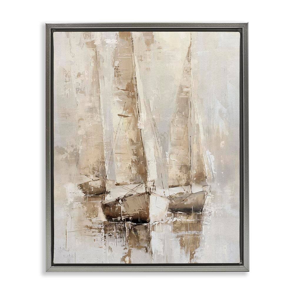 Rustic Gradient Sailboats by Nina Blue Gray Floater Frame Coastal Graphic Art Print 31 in. x 25 in. price history on PriceWatchPro