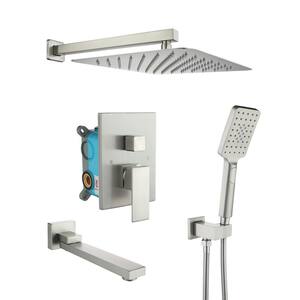 Modern Single-Handle 3-Spray Tub and Shower Faucet in Spot Resist Brushed Nickel (Valve Included)