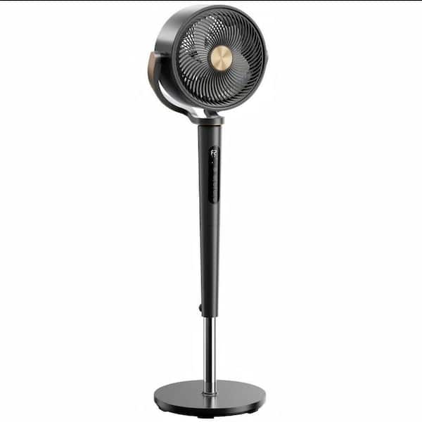 45 in. 16-Speed DC Motor Pedestal Air Circulator Fan with 3D Oscillation, Remote Control and Night Light in Black