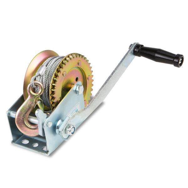 Stark 2000 lbs. Capacity Heavy-Duty Worm Gear Manual Crank Hand Winch with Ratchet