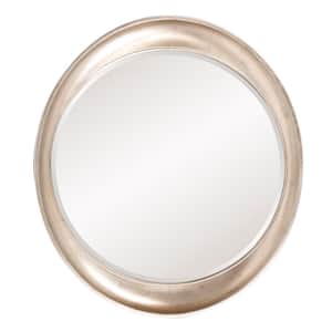 Medium Round Silver Leaf Beveled Glass Contemporary Mirror (39 in. H x 35 in. W)