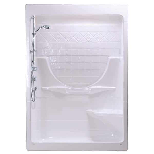MAAX Montego I 33 in. x 59-1/4 in. x 85 in. Shower Stall with Right Seat in White