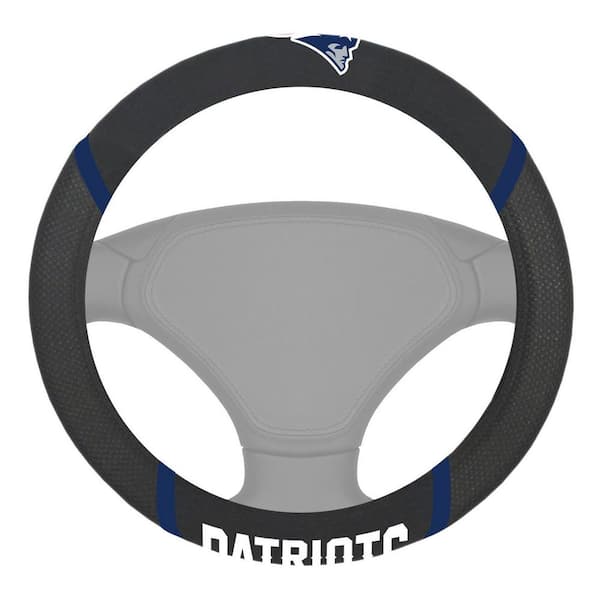 FANMATS NFL - New England Patriots Embroidered Steering Wheel Cover in Black - 15in. Diameter
