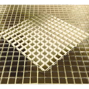 Reflections Gold Square Mosaic 12 in. x 12 in. x 0.2 in. Glass Mirror Peel and Stick Tile (22 Sq. Ft./Case)
