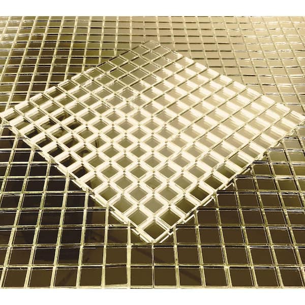 Reflections Gold 12 in. x 12 in. Square Glass Mirror Peel and Stick Mosaic Tile (44 Sq. Ft./Case)