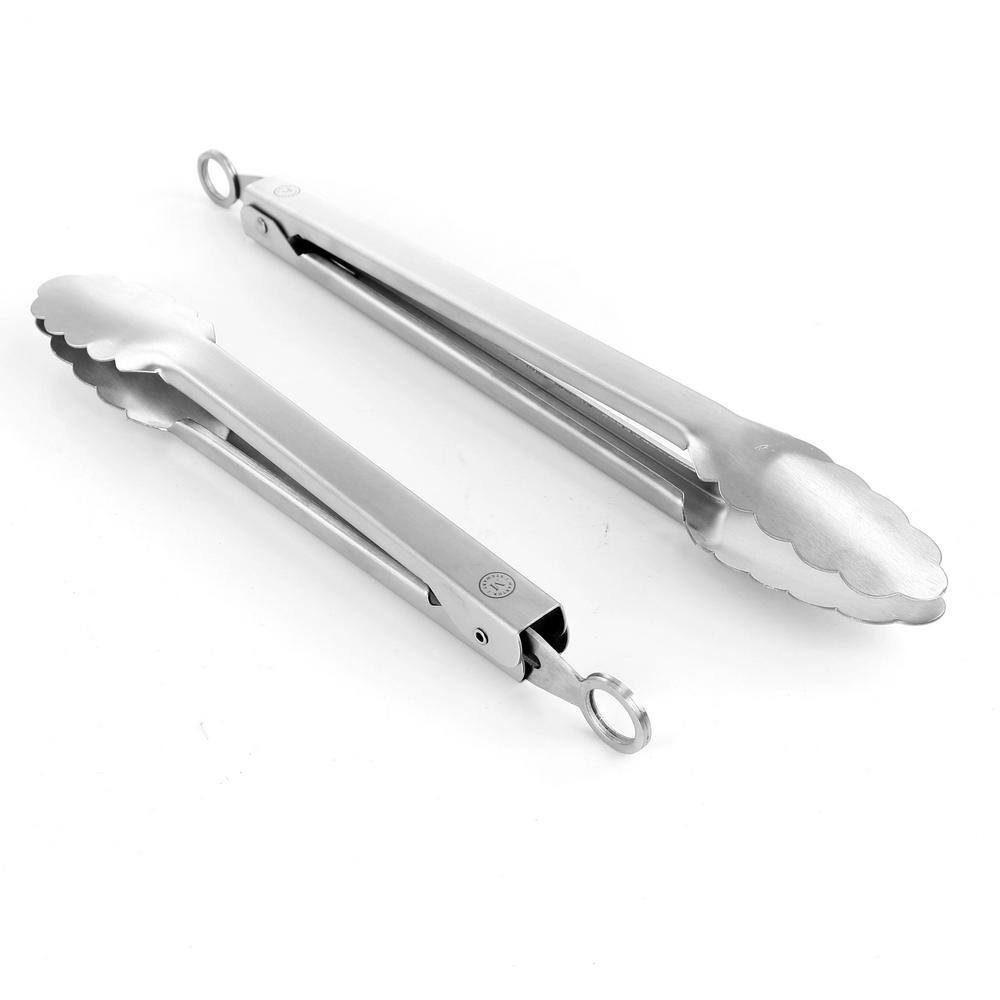 Stainless Steel 2-Piece Kitchen Tongs Set with Hanging Loop
