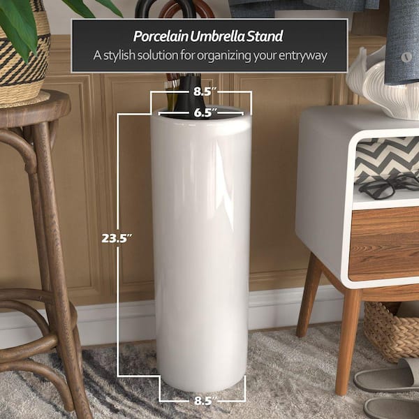 Red Lantern 24 in. White Porcelain Umbrella Stand BW-UMBR-WHT