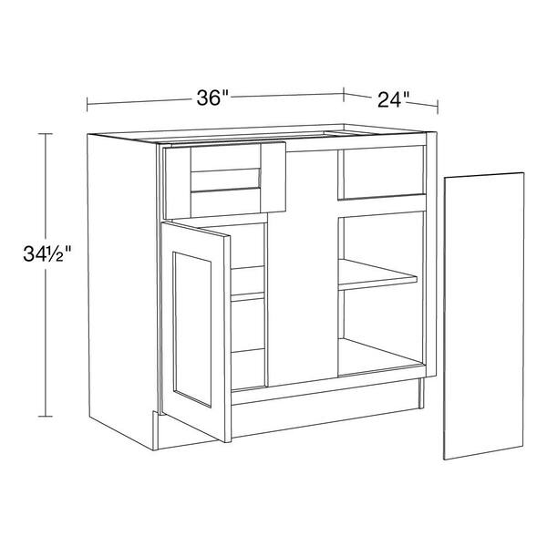 Cambridge Shaker Assembled 36 in.x24.5 in.x34.5 in. Plywood Blind Base Corner Cabinet Soft Close Door & Drawer in White Cambridge Shaker Assembled 36 in.x24.5 in.x34.5 in. Plywood Blind Base Corner Cabinet Soft Close Door & Drawer in White