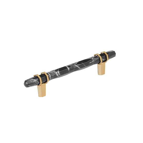 Carrione 5-1/16 in. (128mm) Center-to-Center Marble Black/Champagne Bronze Bar Cabinet Pull