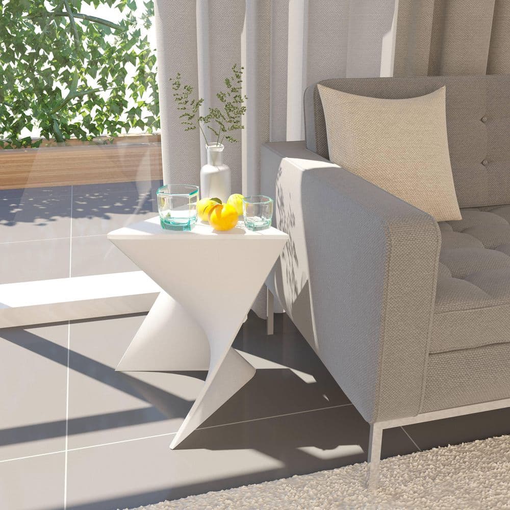 Vibrant White Polycarbonate Triangular Vanity Stool