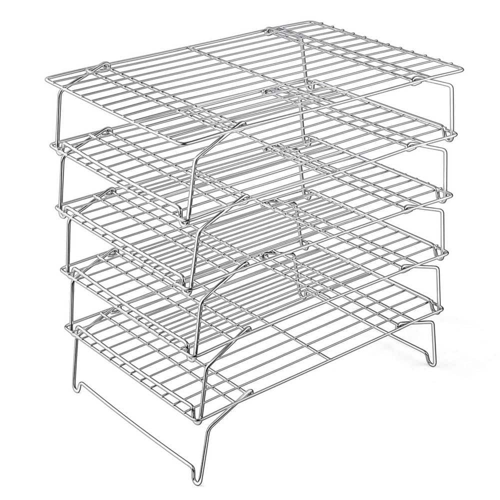 Stainless Steel Silver 5-Tier Stackable Cooling Rack for Baking Roasting Grilling Oven Safe 15 x 10 Inches price history on PriceWatchPro