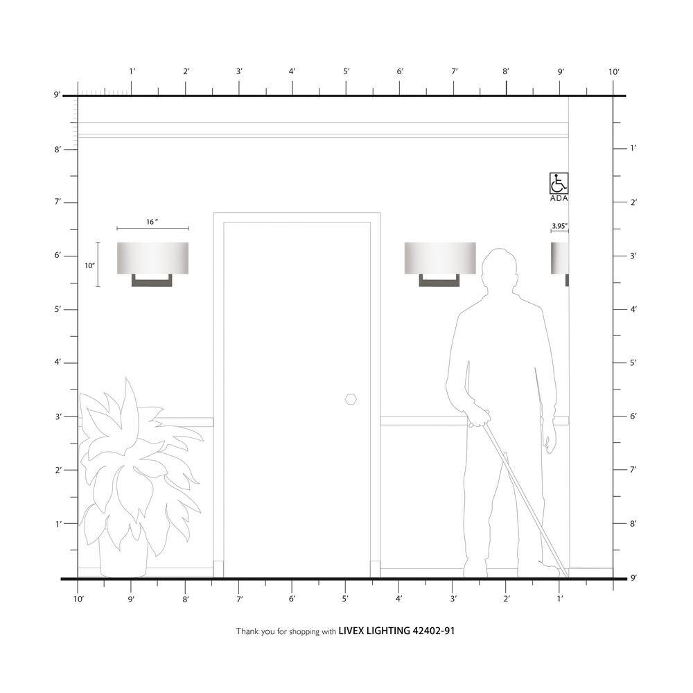Brushed Nickel 3-Light ADA Compliant Wall Sconce with Fabric Shade