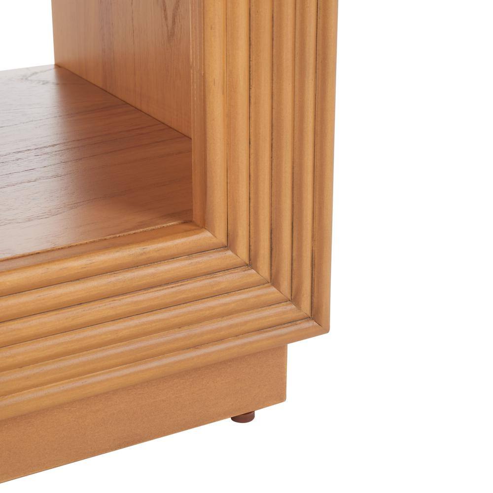 Natural Wood Ridged Hallway Table with Storage