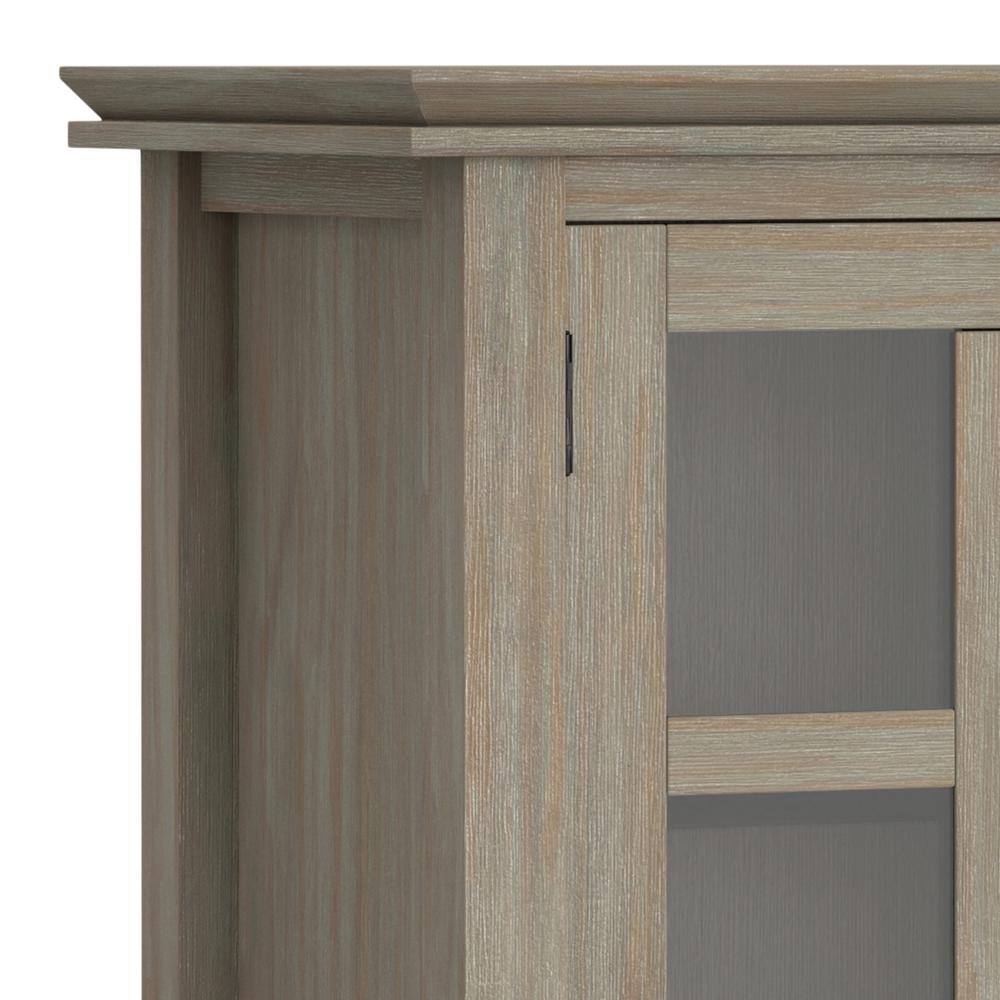 Distressed Grey Solid Wood 2-Door Accent Cabinet with Adjustable Shelves