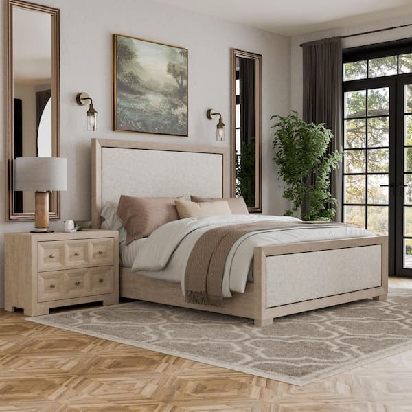Furniture of America Potra 2-Piece Modern Classic Tawny Wood King Panel ...