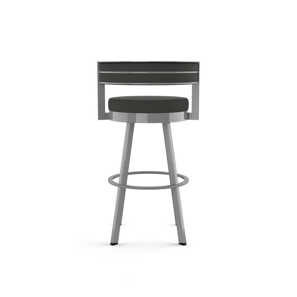 Charcoal Grey Swivel Bar Stool with Metal Frame