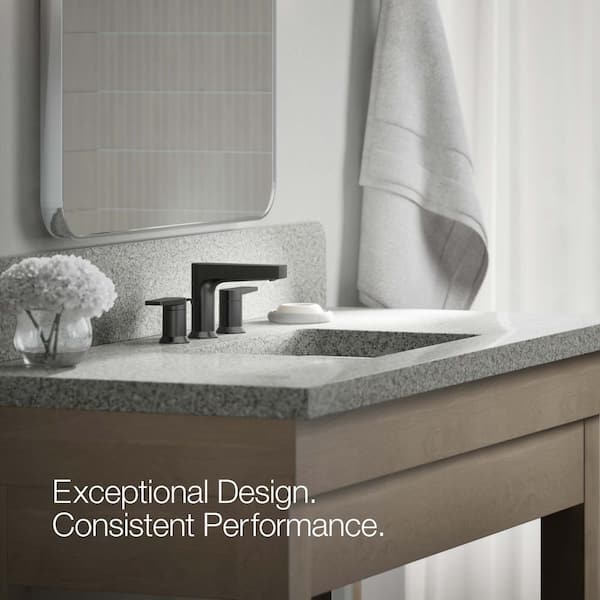KOHLER Taut 8 in. Widespread Double Handle Bathroom Faucet in Matte Black
