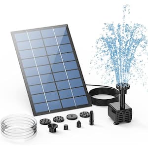 2.5-Watt Solar Fountain Pump, DIY Outdoor Solar Water Fountain Pump with 6 Nozzles and 4 ft. Water Pipe