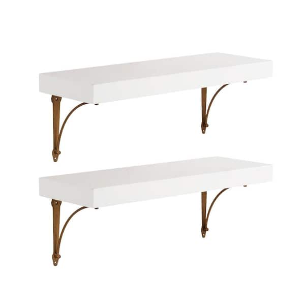 Hatley 24 in. W x 8 in. D White Wood Decorative Wall Shelf