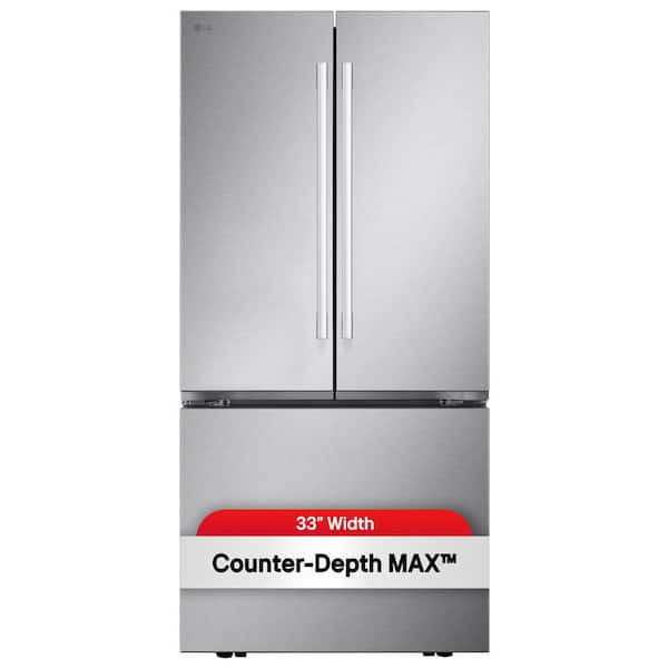 33 in. W. 21 cu. ft. 3-Door French Door Smart Refrigerator with Ice Maker in Print Proof Stainless Steel